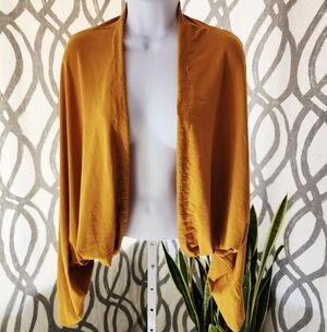 Mustard Yellow Open Front Cardigan Flowy Oversized Cover